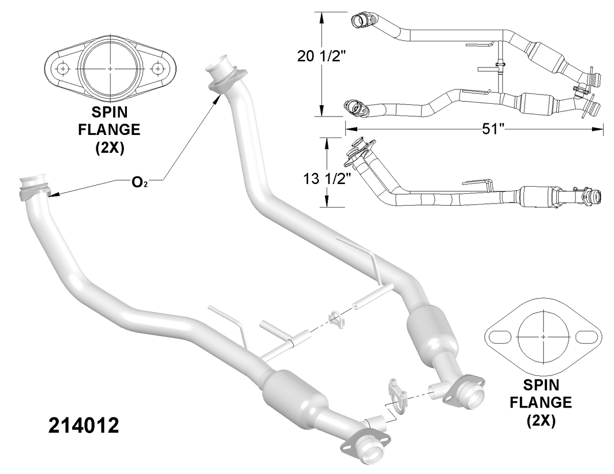 Exhaust Y-Pipe with Catalytic Converter for 1986-1992 Lincoln Mark VII ...